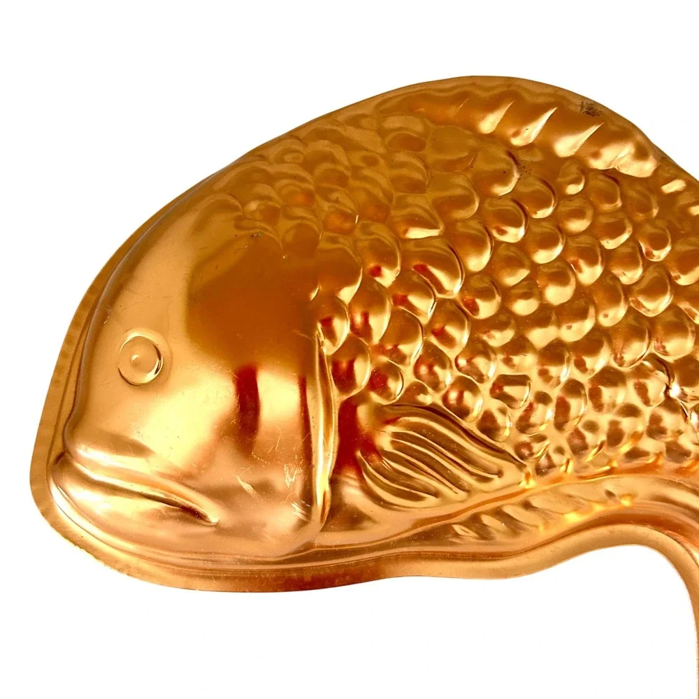 Vintage Copper Fish Mold Wall Hanging Kitchen Decor Rustic Farmhouse Gelatin Pan